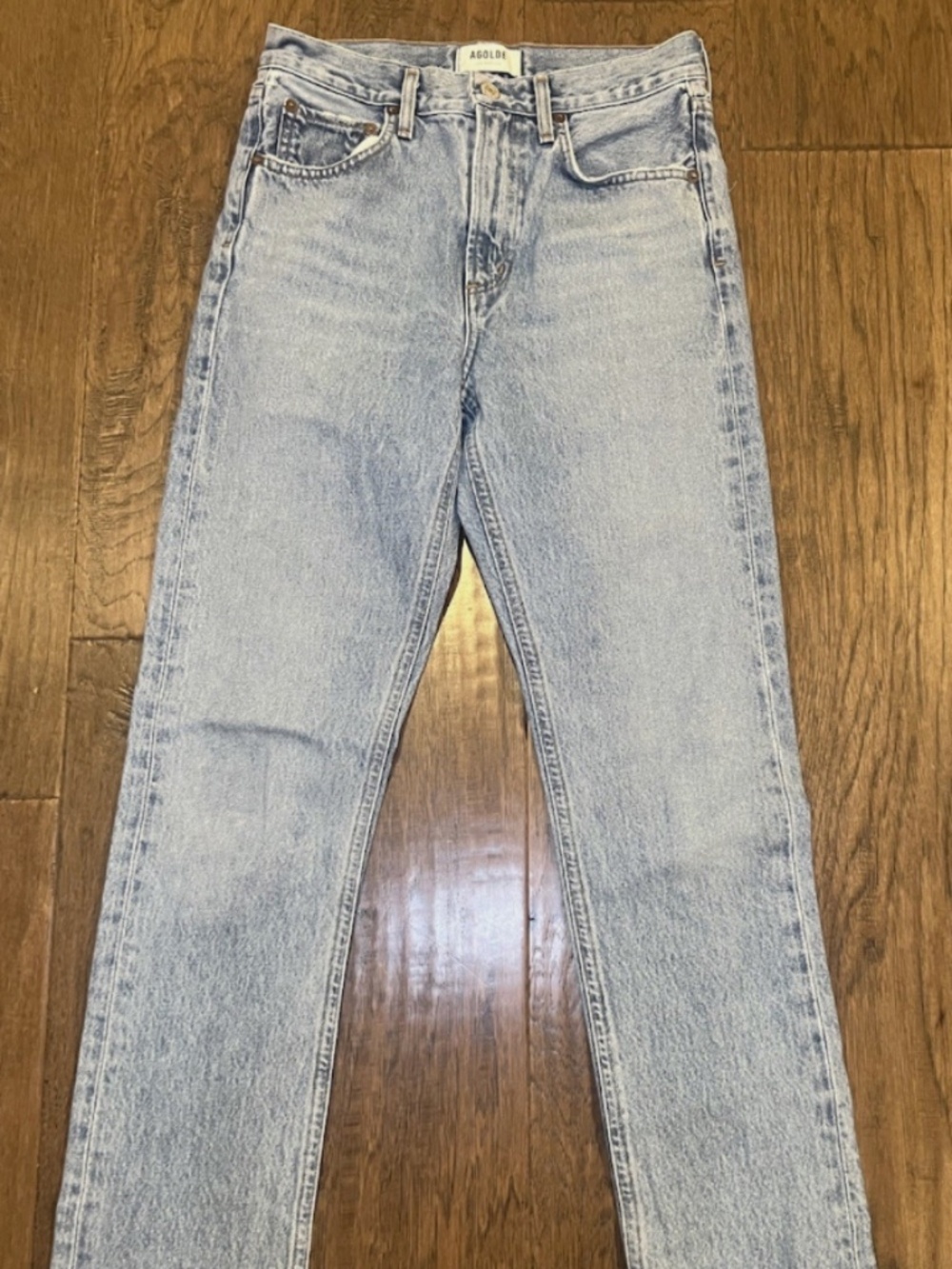 Agolde Cherie High Rise Straight Jeans Women's 24 Light Wash Raw Hem 31” Inseam